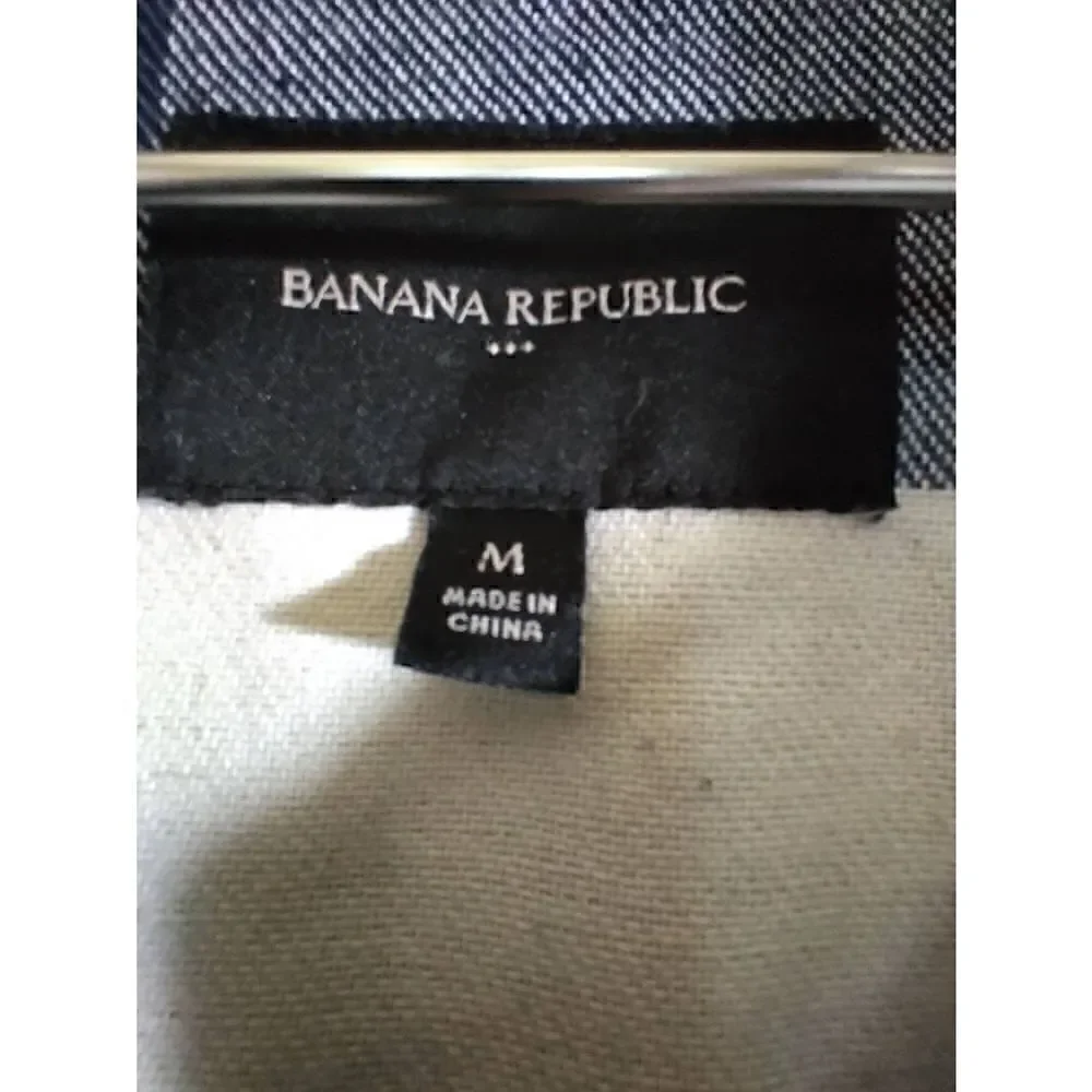 Banana Republic Womens Medium Navy Blue White Flannel Wool Blend Shacket